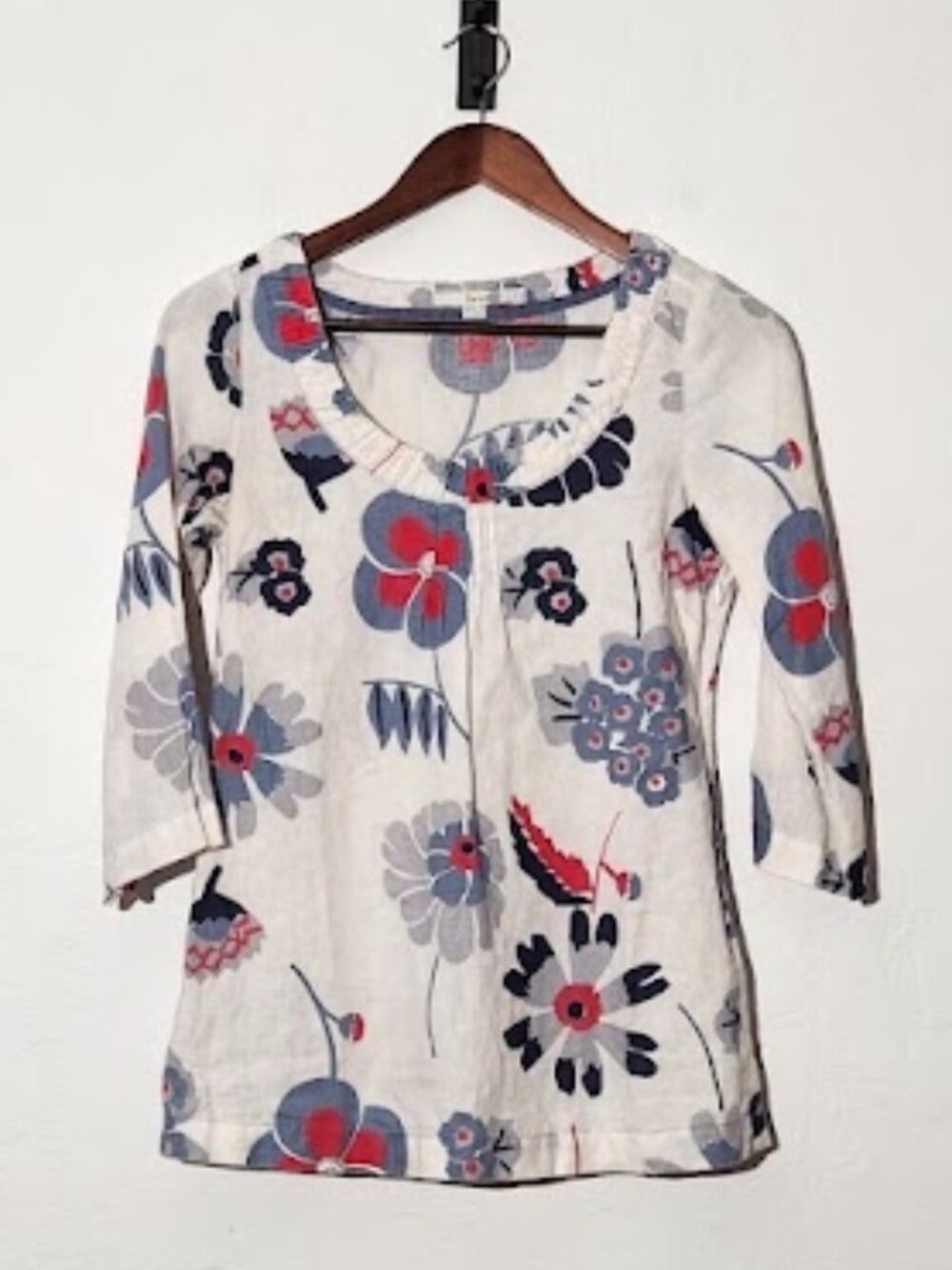Boden Women's 3/4 Sleeve Linen Tunic Blouse Size 2